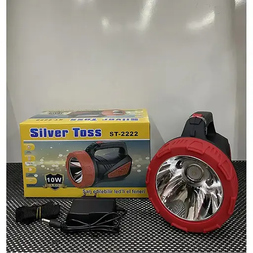 Акумуляторний світлодіодний переносний ліхтар-прожектор Silver Toss ST-2222 з ручкою 10 Вт Червоний 88233 - фото 7