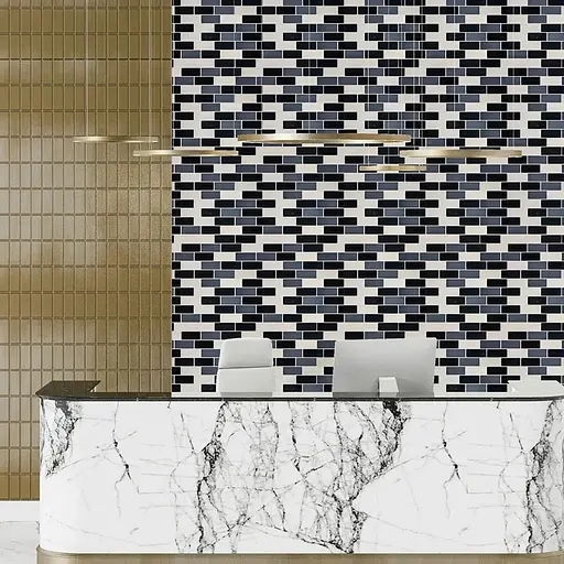 Самоклеящаяся полиуретановая плитка Wall Sticker черный серый молочный кирпич 305х305х1 мм (D) SW-00001329 - фото 7