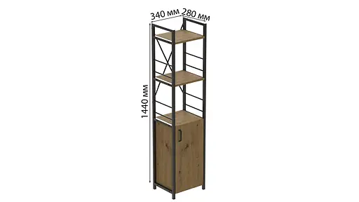 Этажерка 3/34 Ferrum-decor Серии Конект с тумбой 144x34x28 Черный ДСП Артизан (FRD-104426) - фото 3