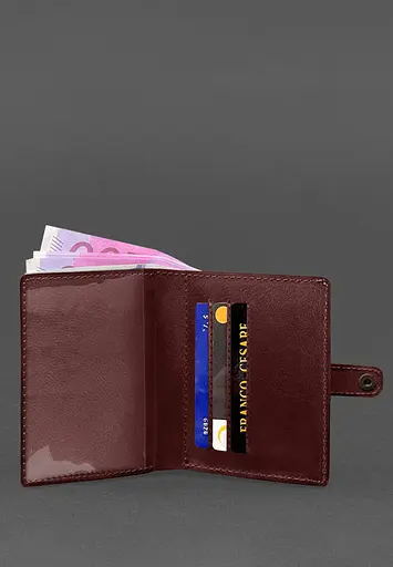 Кожаная обложка-портмоне для удостоверения офицера 11.0 бордовая - фото 5