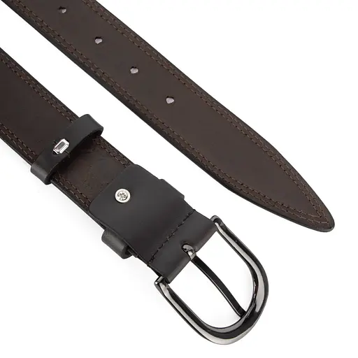 Ремень женский кожаный под джинсы SF-3554 темно-коричневый  прошитый (130 см) - фото 4