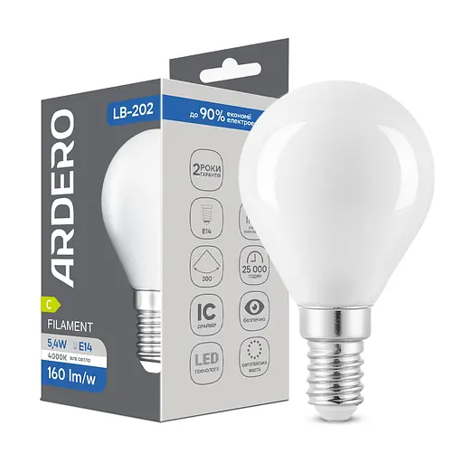 Світлодіодна лампа Ardero LB-202 5.4 Вт E14 4000K матована - фото 1