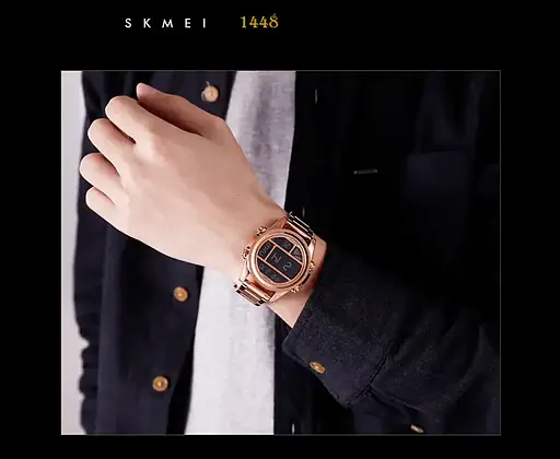 Наручний чоловічий годинник Skmei 1448 Indigo Рожеве золото - фото 2