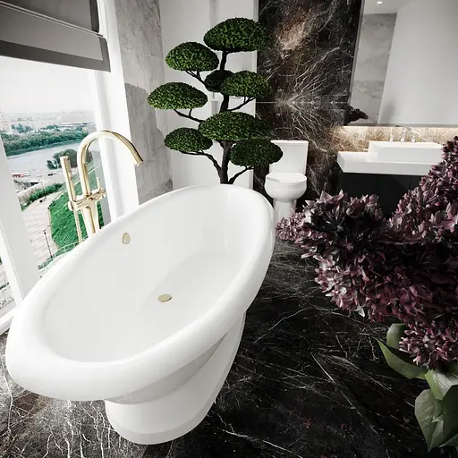 Ванна отдельностоящая матовая Amdcon Olmpa 180x90 на пьедестале из литого камня OLMPA_180_pad_MAT Белый матовый - фото 3