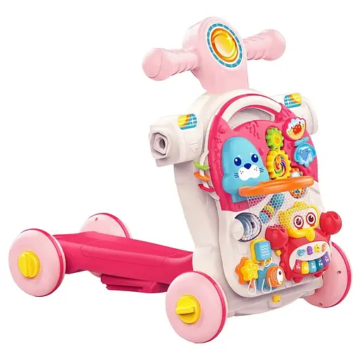 Дитячі ходунки-каталка "Перші кроки 4 в 1" HUANGER HE0827(Pink) музичні - фото 2