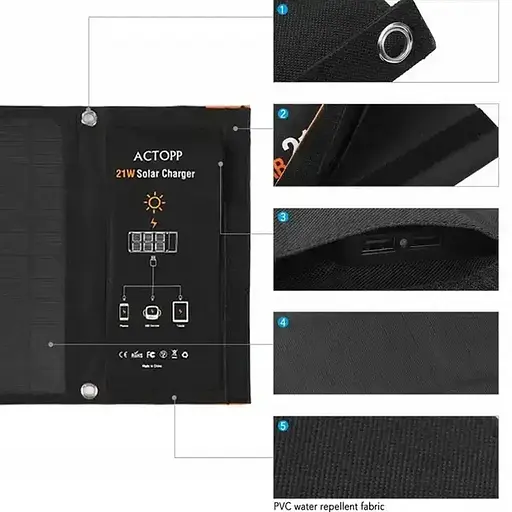 Зарядка на солнечной батарее 21Вт Solar Солнечная панель - фото 2