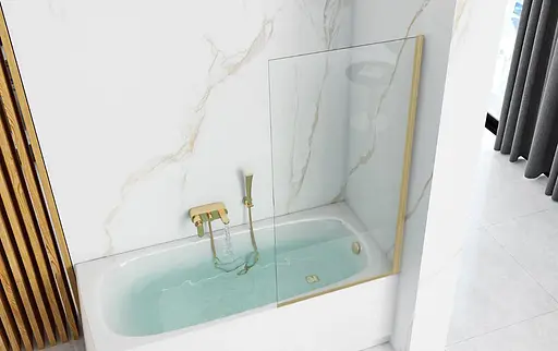 Шторка для ванни Rea Elegant 80 brushed gold нерухома REA-W6601, Універсальна, прозорий, золотий - фото 2