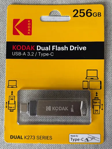Флешка Kodak 256 ГБ с USB 3.2 и Type-C для быстрой передачи данных Серый - фото 2