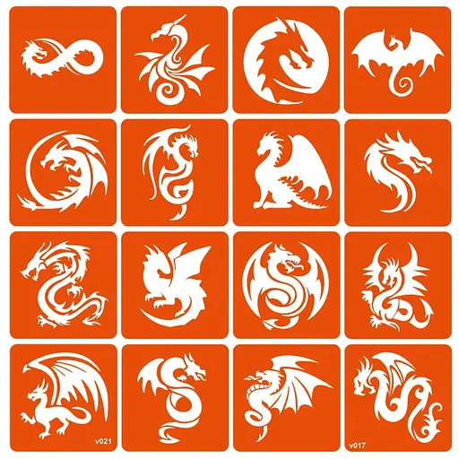 Набір трафаретів для біо-тату Dragons dragons-16