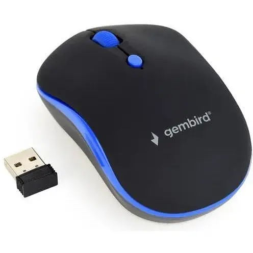 Миша Gembird MUSW-4B-03-B чорний/синій бездротова USB 800/1200/1600 dpi 1xAА (MUSW-4B-03-B) - фото 1