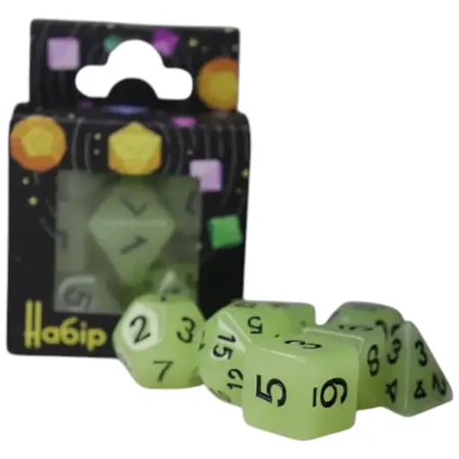 Набор кубиков Glow in the dark 7 Dice Set - White , 7 шт. (g7dglow05)