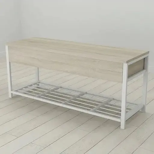 Банкетка с ящиком Ferrum-decor Дрейк 1 550x1000x400 металл Белый ДСП Сонома 16 мм (FRD-103055)