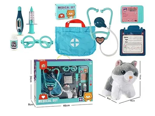 Набор доктора 832-203, собачка, аксессуары, сумка, очки, в коробке (6946615519763) - фото 1