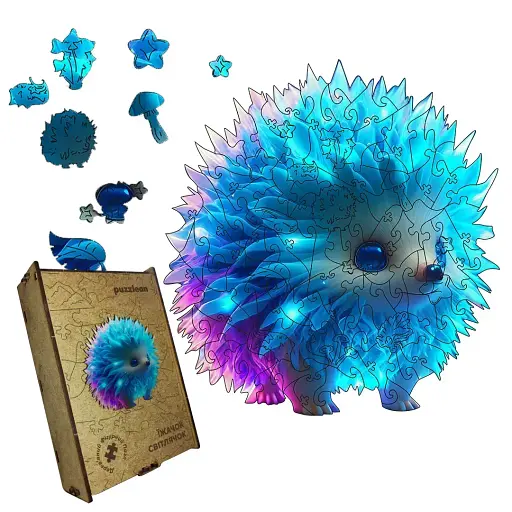 Пазл деревянный Ежик Светлячок, А1, 500+ элементов, Деревянная коробка