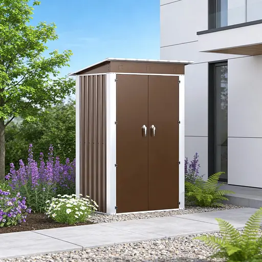 Хозблок-сарай металлический SS-03 с односкатной крышей 185х120х90 см Коричневый - фото 1