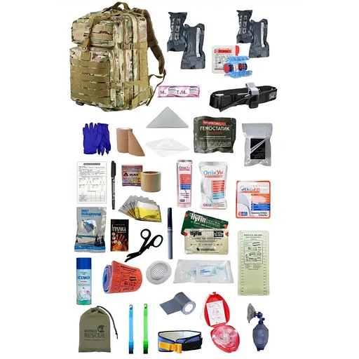 Укомплектованный медицинский тактический рюкзак №3 Rescue Ready 45 л камуфляж - фото 1