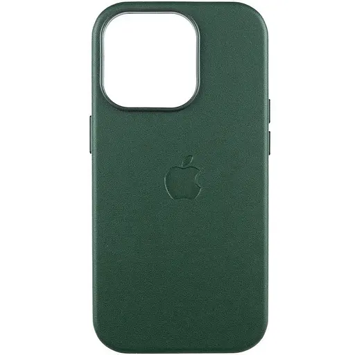 Шкіряний чохол Leather Case (AAA) with MagSafe and Animation для Apple iPhone 15 Pro Max (6.7) Green - фото 1
