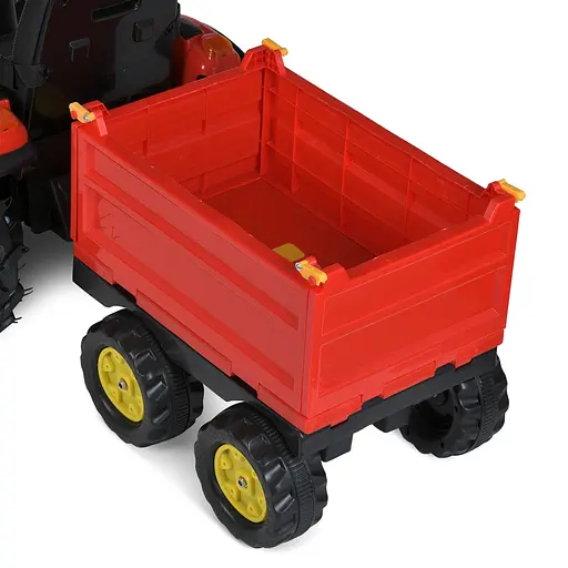 Дитячий електротрактор Bambi з причепом M 4619ABLR-3, червоний — потужний, музичний, на гумових колесах - фото 7