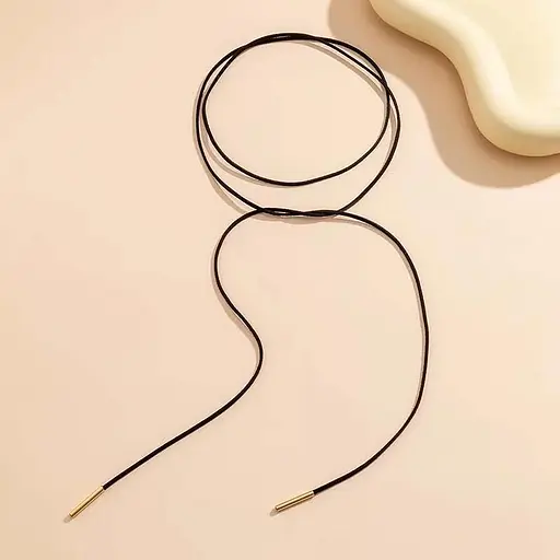 Чокер-бантик с золотыми акцентами черный K0244 - фото 4