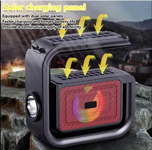 Бездротовий G-подібний динамік DV-600 з подвійною зарядкою сонячної енергії, спалахом, барвистим світлом RGB - фото 4