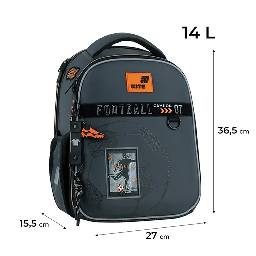 Рюкзак Kite Education каркасный 555 Goal Серый (K26-555S-6) - фото 3