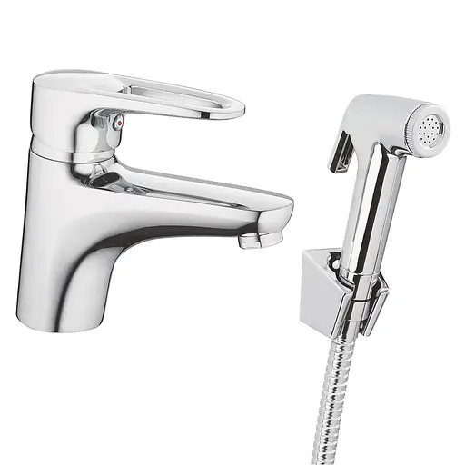 Смеситель для умывальника с гигиеническим душем Haiba Opus 001 HB0682, Хром - фото 1