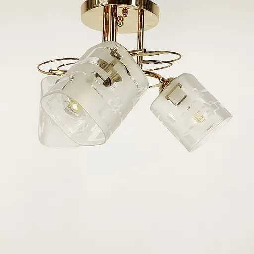 Люстра в золотому корпусі на 3 квадратних плафони | Line F | Арт. 6671/3 B GD - фото 4