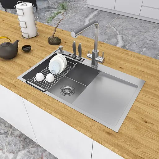 Кухонна мийка накладна з правим крилом Nett NS-7848(R), Нержавіюча сталь - фото 5