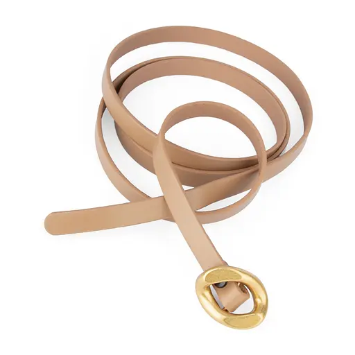 Ремень кожаный женский узкий бежевый HC-1001 (120 см) под платье - фото 3