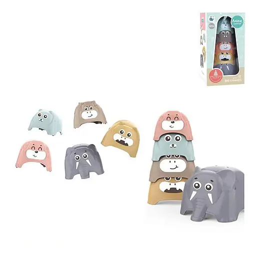 Игрушка для купания 666-01 Логика пирамидка животные