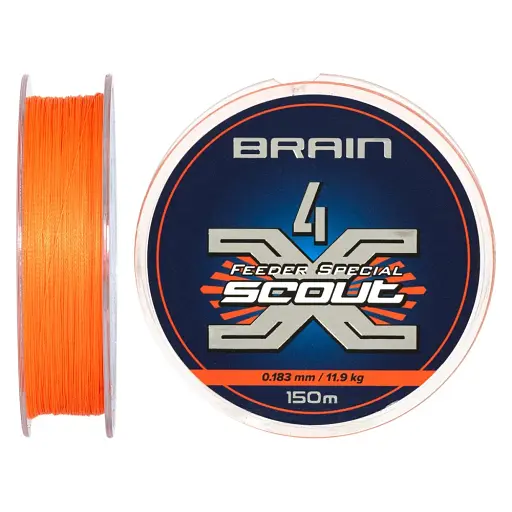 Шнур Brain Scout 4X 150 м (fluoro Orange) 0.183 мм 11.9 кг