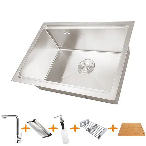 Комплект кухоннї мийки та змішувача з нержавіючої сталі NS-5742, Нержавіюча сталь - фото 1
