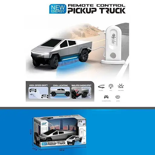 Машина на радіокеруванні Tesla Cybertruc 9076 підсвічування  музика USB-кабель беззвучний режим в коробці 3.7 Вт Сірий - фото 6