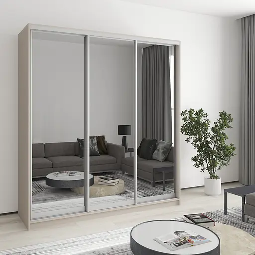 Шафа-купе тридверна MebelStar Комбо AL 3 Дзеркала 190x45x210 см Кашемір (MBS-3263)