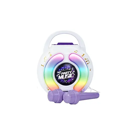 Караоке, с двумя микрофонами, 10 песен на английском языке, подсветка, подключение к телефону, ремешки