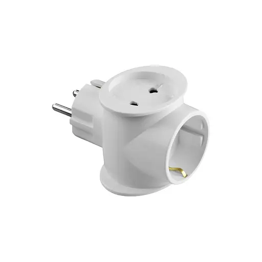 Тройник с заземлением 16А белый Украина (1763) - фото 1