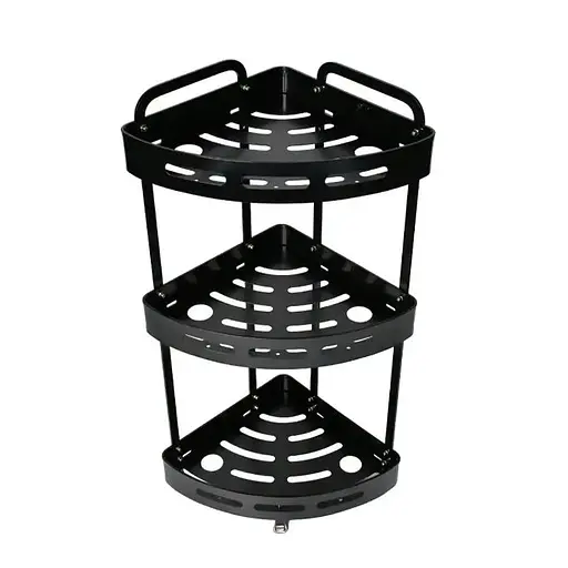 Полка Homax трехуровневая угловая алюминиевая 57х23.7х23.7 см черная (EBA-3530 BL) - фото 3