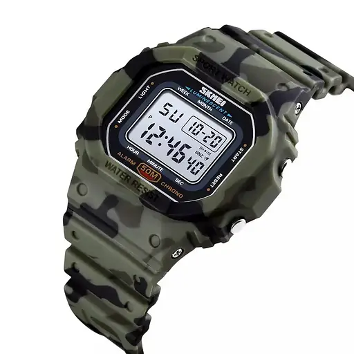 Дитячий наручний годинник Skmei 1608 (Зелений камуфляж) - фото 2
