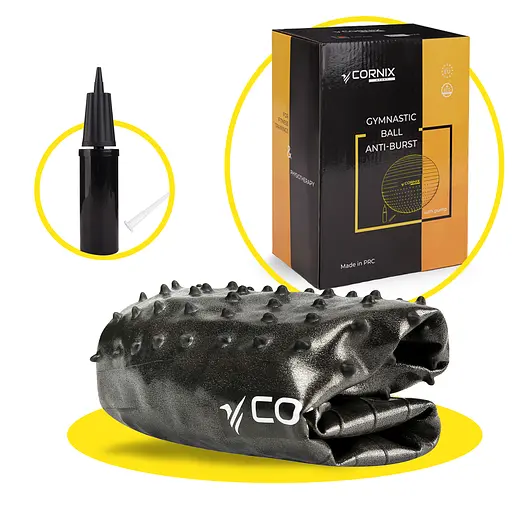Мяч для фитнеса (фитбол) Cornix 55 см полумассажный Anti-Burst Black XR-0458 - фото 3