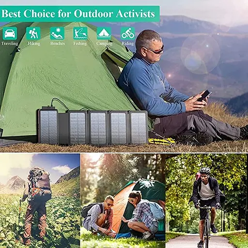 Сонячний зарядний пристрій Solar panel (5 панелей по 8W) VerWireless Charging 20000mAh (PN-W09) - фото 5