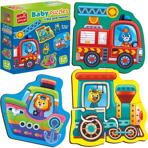 Уцінка. Пазли картонні з грою Vladi Toys Малюк зможе Транспорт Тварини 14 елементів (VT1722-28) - фото 3