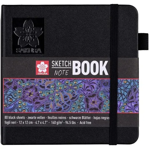 Блокнот Sakura Sketch 12х12 см 140 г/м2 80 л чорний - фото 1