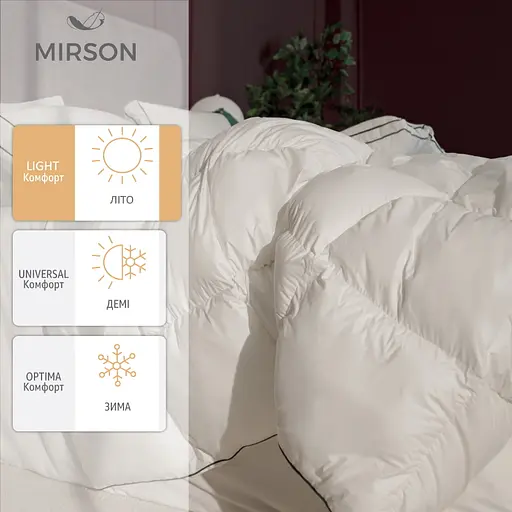 Одеяло пуховое MirSon Imperial Delight, летнее, 215х155 см, белое с зеленым кантом - фото 2