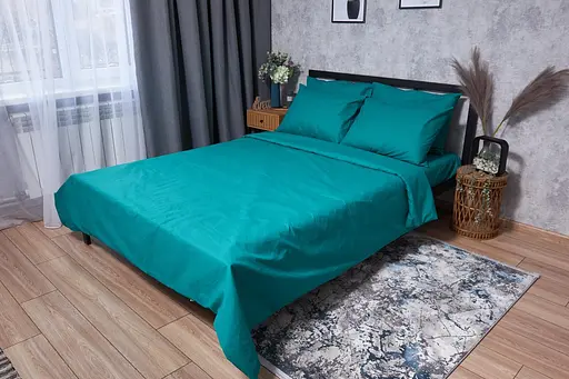 Комплект постельного белья Moon&Star Бязь Gold Люкс Green Deep King Size 220x240 наволочки 4х50х70 - фото 1