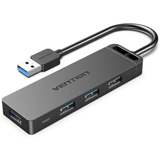 Usb-хаб Vention 4-Port Usb 3.0 Hub With Power Supply 0. 15M черный (CHLBB) - фото 1
