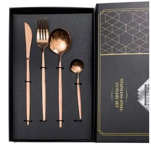 Набор столовых приборов Yiwu HP-20-44 нержавеющая сталь 24 предмета на 6 персон Бронзовый - фото 3