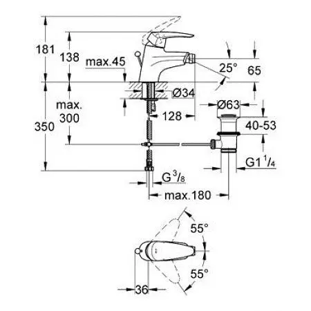 Смеситель для биде Grohe EuroDisc 33244001 Хром - фото 2