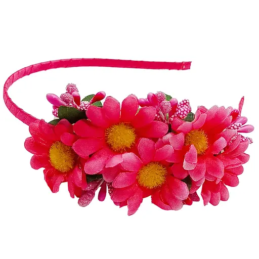 Обруч для волосся "Букет ромашок" 0206-327-1 рожевий