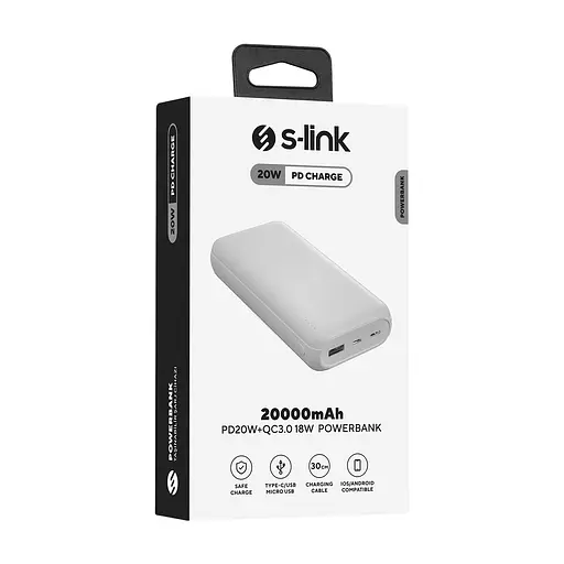 Повербанк S-link PD20W+QC 3.0 White - фото 6