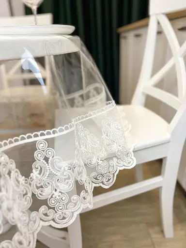 Силиконовая скатерть с молочным кружевом Петек 15 см 100х100 см - фото 4